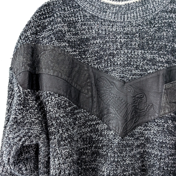 Vintage Street Scenes Eagle Leather Patch Sweater David Rose–Core Med.Men XL.Wom - Picture 2 of 9